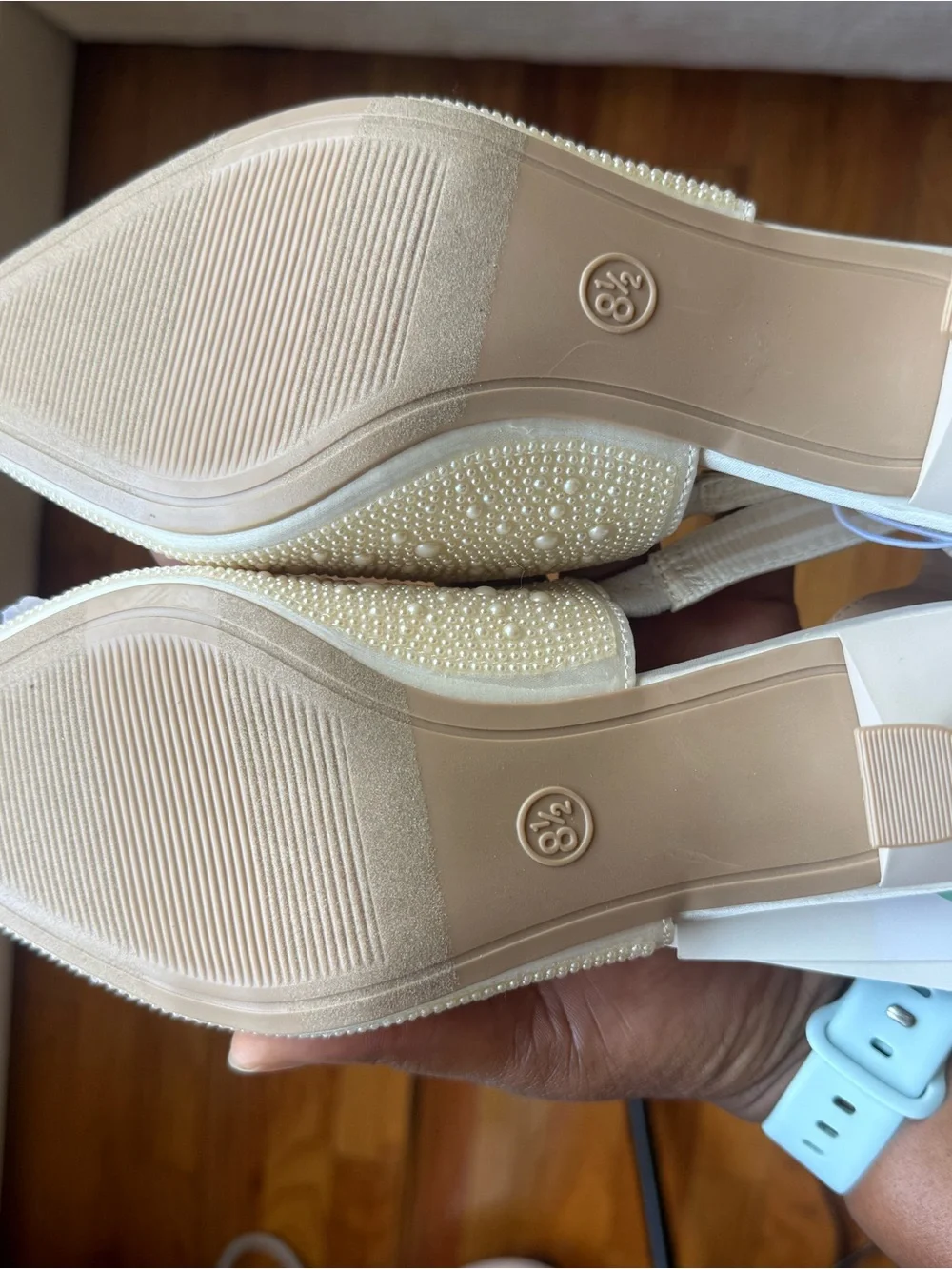 a new day Cream Pearl-Embellished Slingback Flats